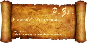 Psenkó Zsigmond névjegykártya
